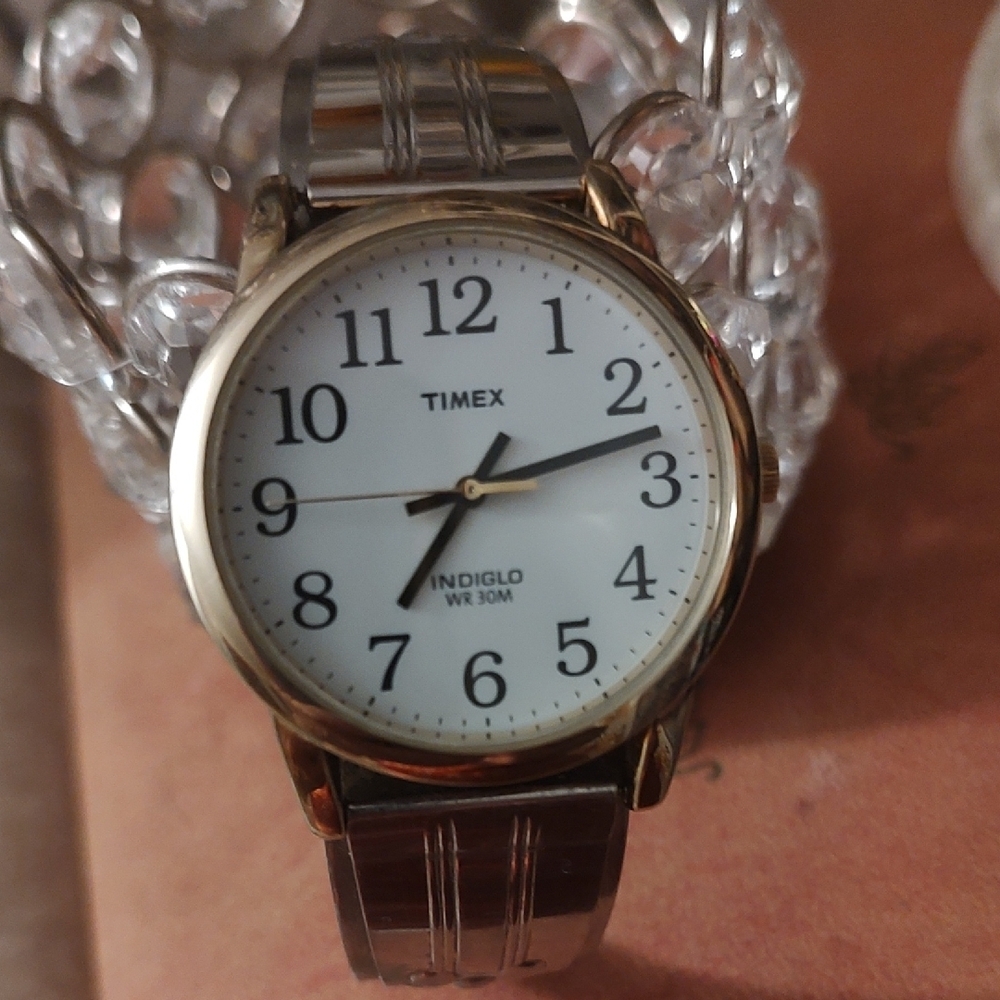 Vintage Don Juan Flatau Two-Tone Classic Stainless Steel Cuff  Indigo Face Timex - Picture 2 of 6
